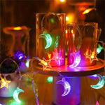 guirlande lumineuse étoiles lunes multicolore décoration chambre ambiancé féerique autoéclairée led