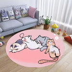 tapis rond moderne animaux dessin animé ours pingouin lion beige noir marron bleu rose