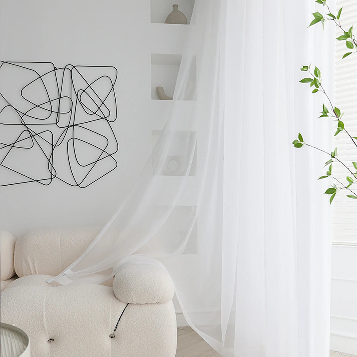 rideau transparent blanc moderne tulle polyester salon hospitalité