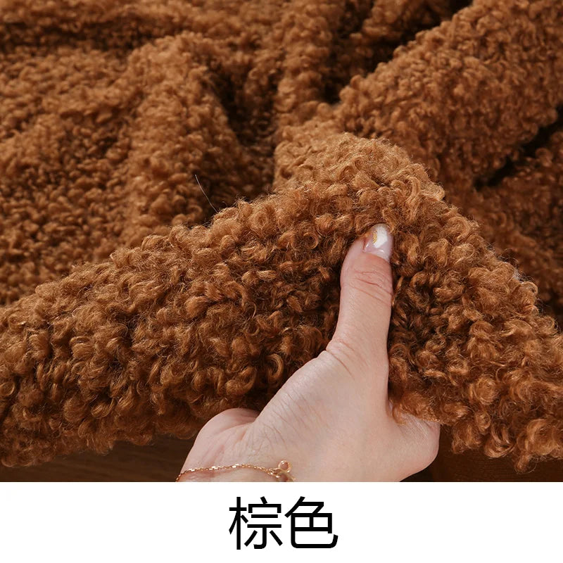 tissu bouclé imitation laine peluche beige bleu rose vert blanc poupée bricolage diy