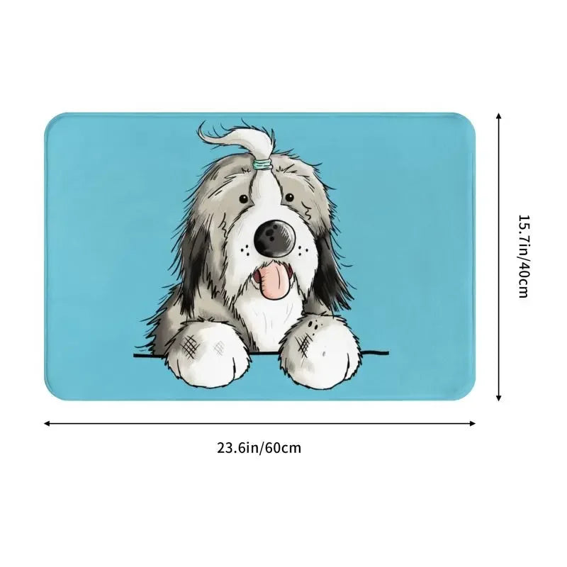 Tapis personnalisé chien vert clair dans un salon moderne