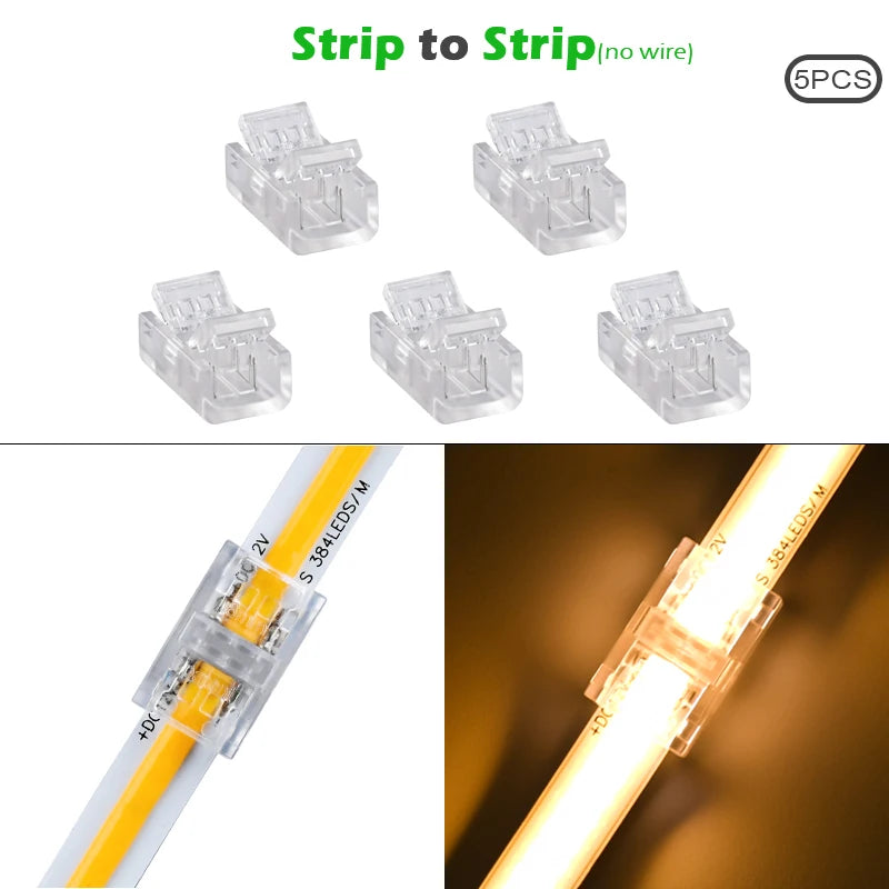 ruban led jaune clips câbles moderne transparent 8mm ip20 ip65 led cob 2835 smd