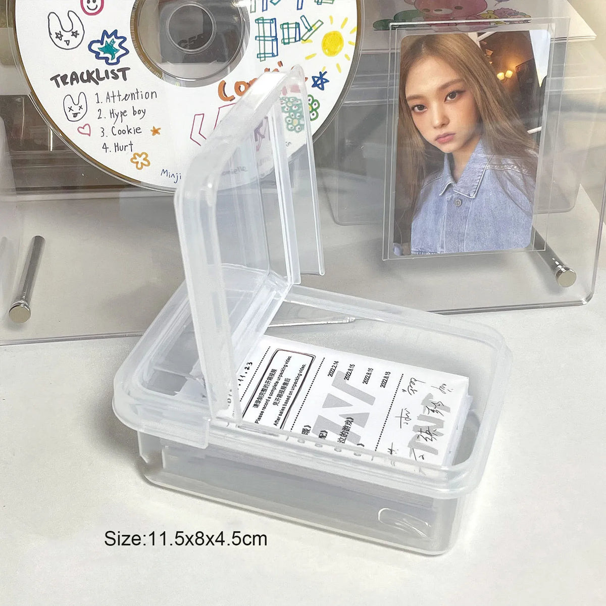 boîte rangement transparente plastique grande capacité organisation photos stickers petits accessoires stationery