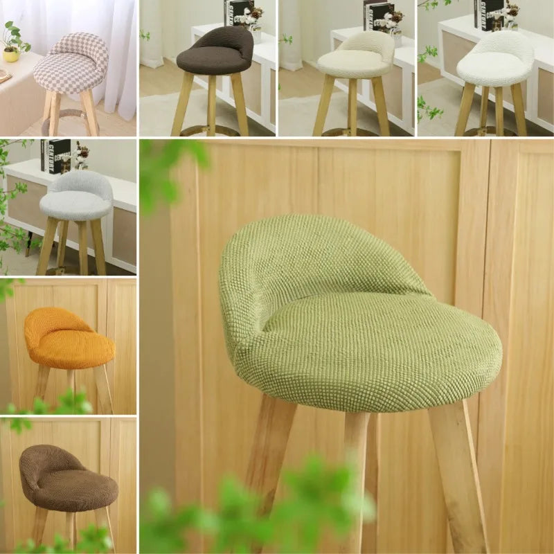 Housse de chaise de bar en coton antidérapante couleur marron