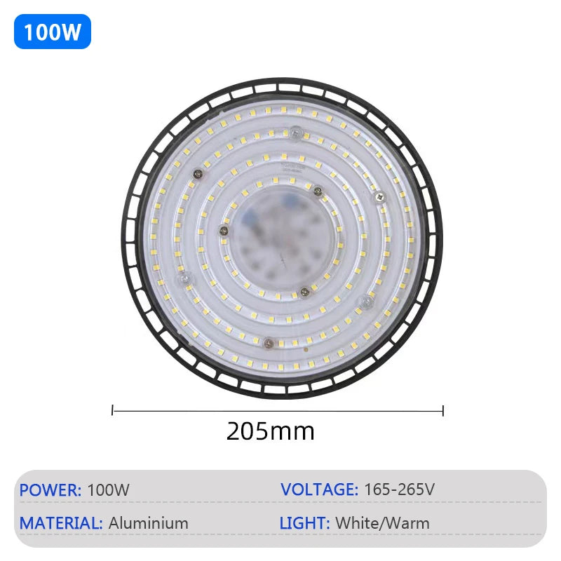 projecteur led industriel 200w lumineux étanche aluminium noir blanc moderne