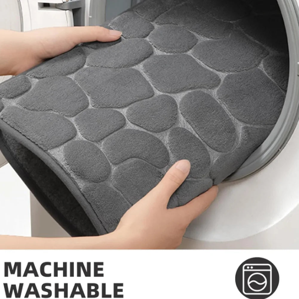 tapis bain antidérapant absorbant motif galets gris moderne minimaliste rapide machine sec