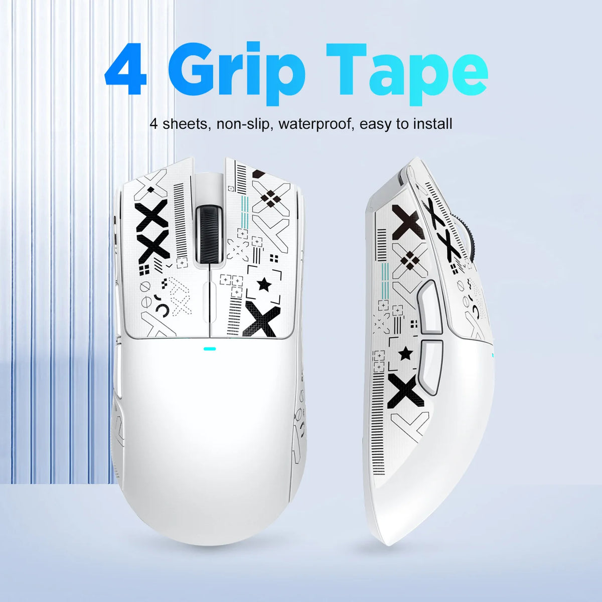 souris jeu cuir antidérapant graphique blanc moderne adhésif feuillets antidérapants cable usb bluetooth