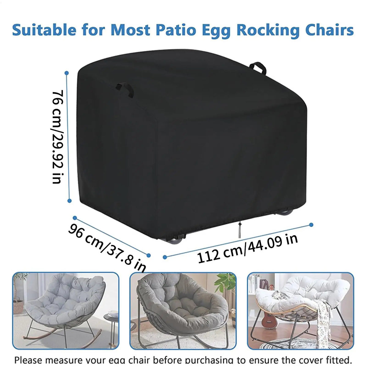 couverture chaise balançoire noire imperméable protection extérieure polyester moderne poignées