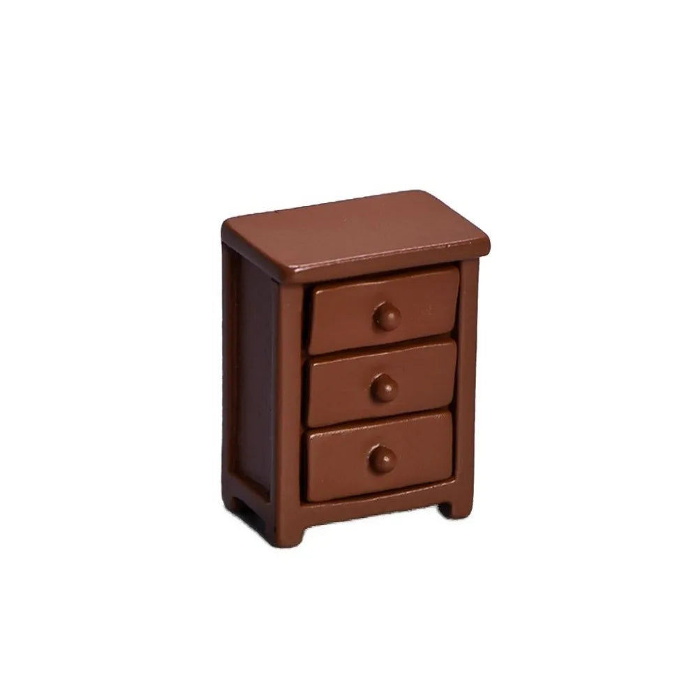 miniature meubles salon moderne fauteuils table basse commode décorations maison résine beige marron blanc