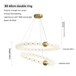 suspension lumineuse moderne boules translucides blanc doré pendentif chaînes lumière led flux lumineux haute