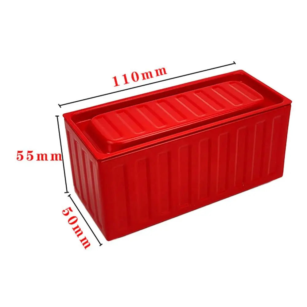 boîte rangement classique conteneur métal rectangle couleurs noir rouge bleu violet jaune rayures horizontales