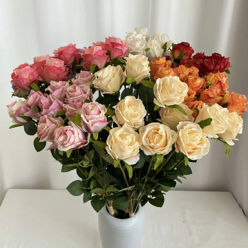 bouquet roses artificielles soies classiques intérieur décoration mariage anniversaire baby shower
