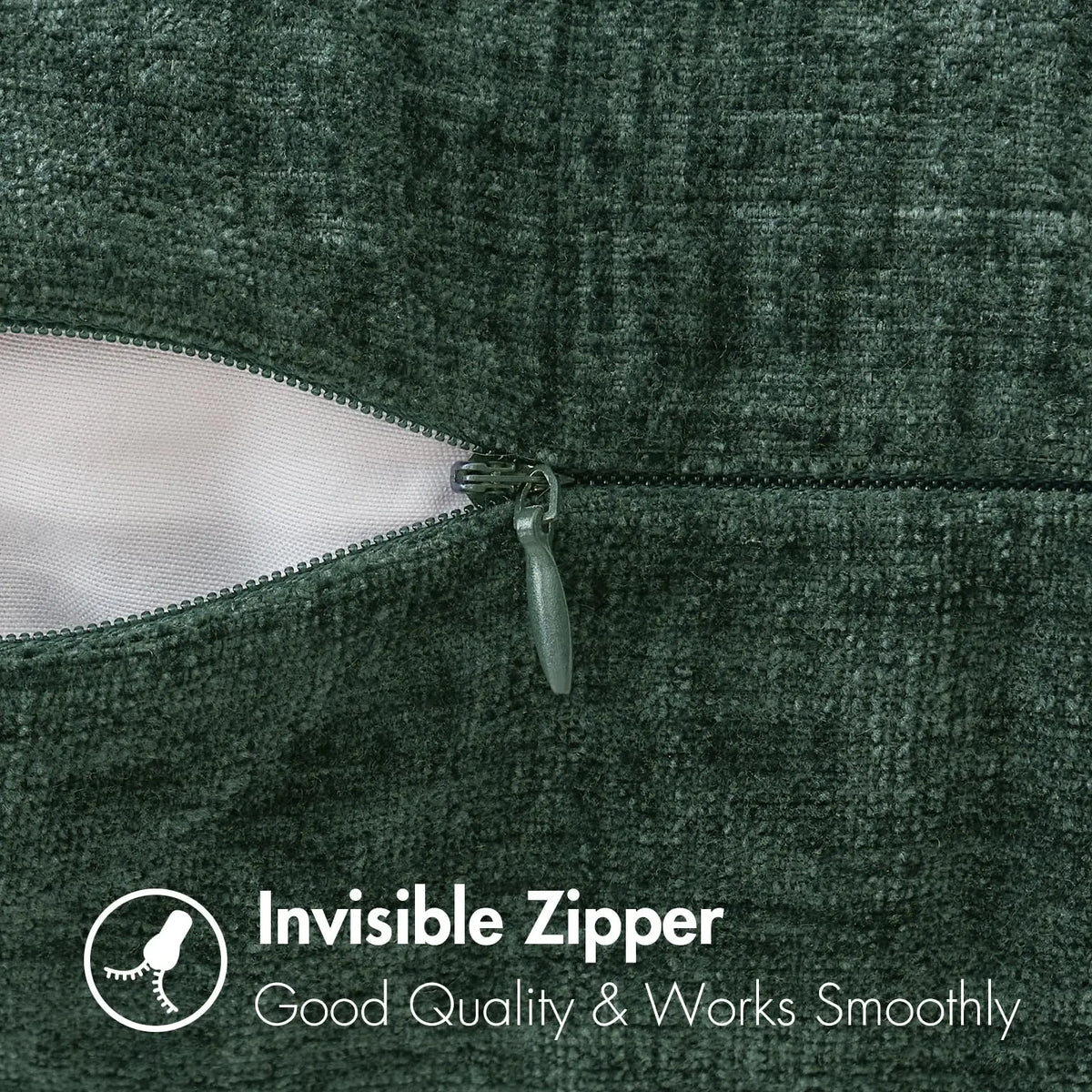 pilows covers square dark green chenille texture invisible zipper decor christmas winter