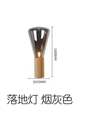 lampe poser transparente bois minimaliste moderne ampoule led base bois conique