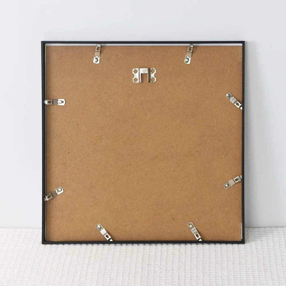 cadre photo classique or noir aluminium 18x18cm 20x20cm 25x25cm 30x30cm clips métalliques toile peinte