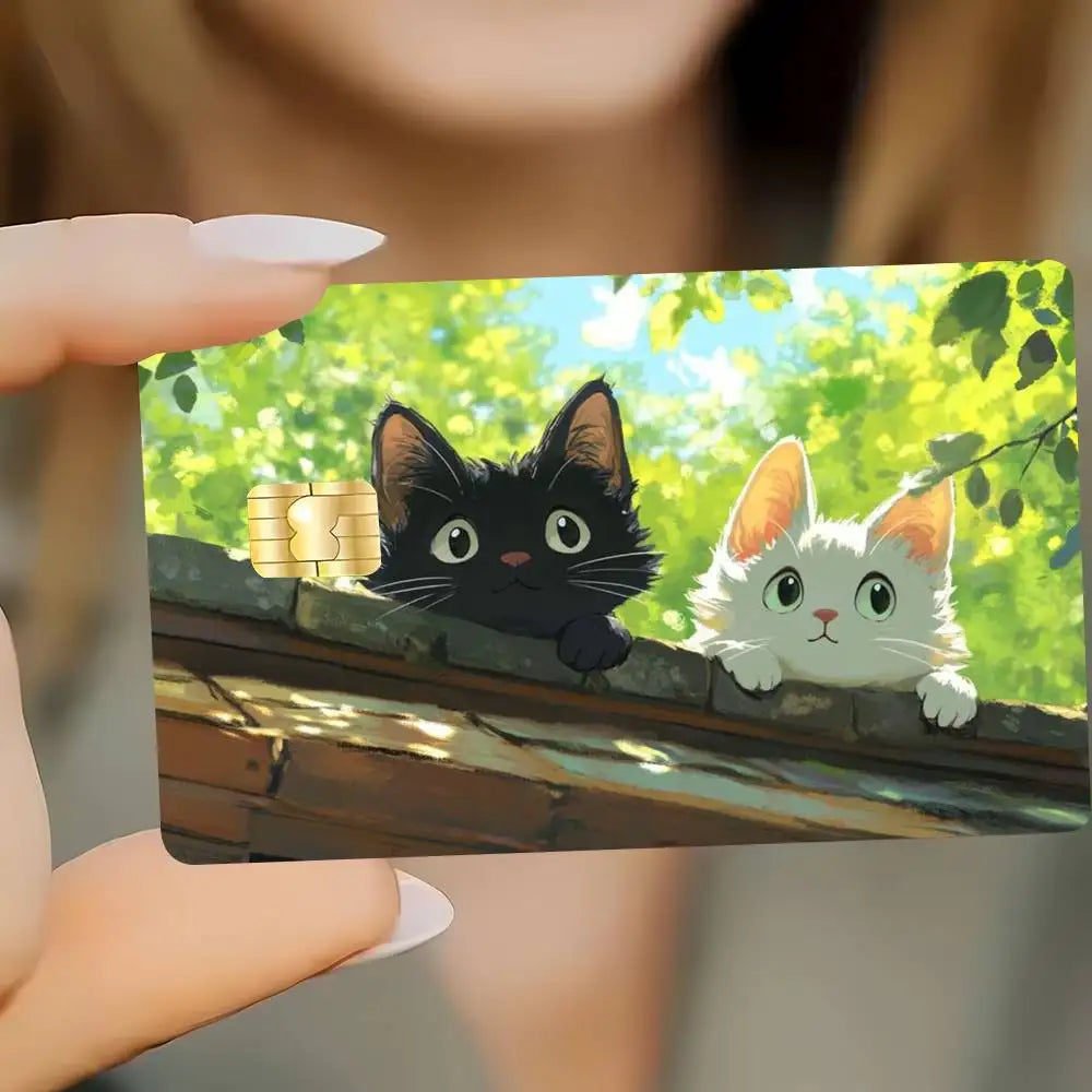 cartes postales illustration chats animée adhésives waterproof résistante épreuves dimension