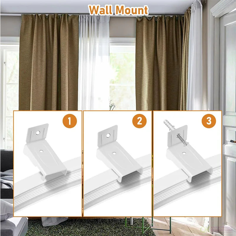 clips rideau poulies couvercle bout support mur vis fixation blanc moderne fonctionnel