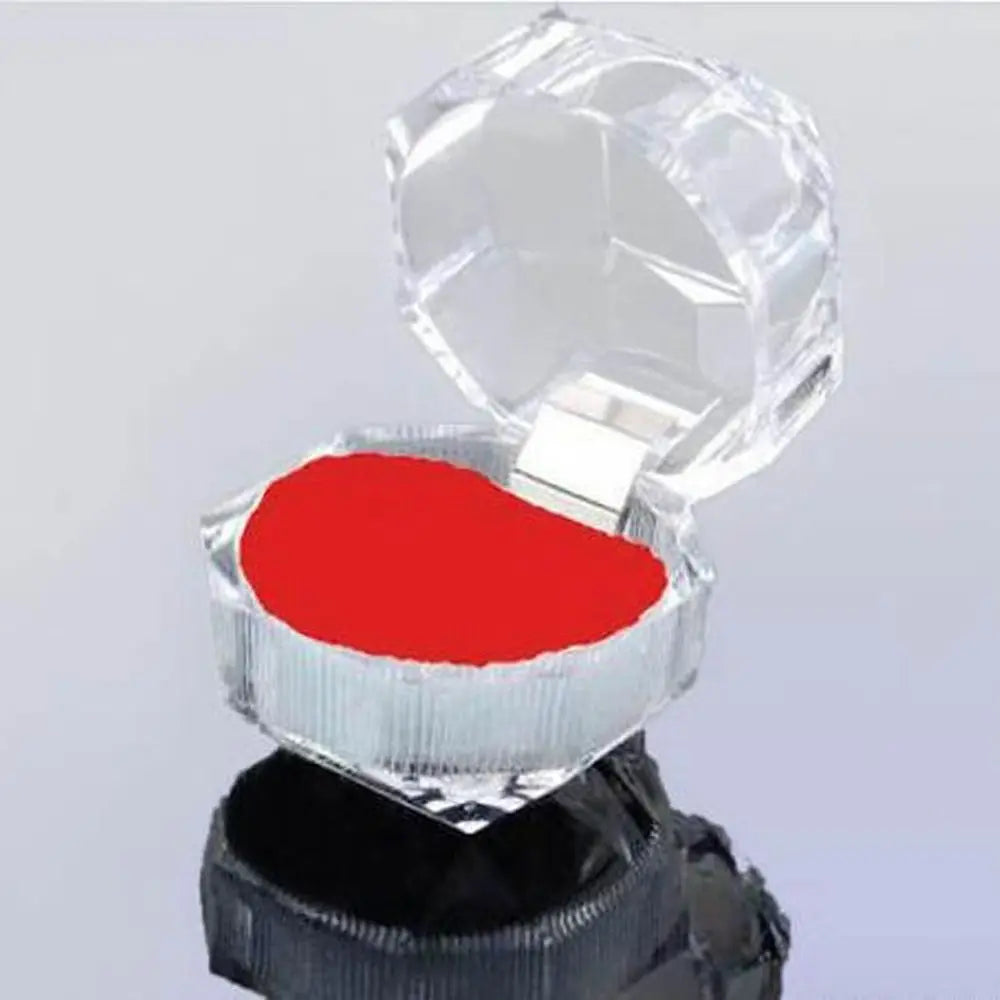 boîte bijoux transparente facettée moderne adhésif poudre blanche rouge noire élégante internes