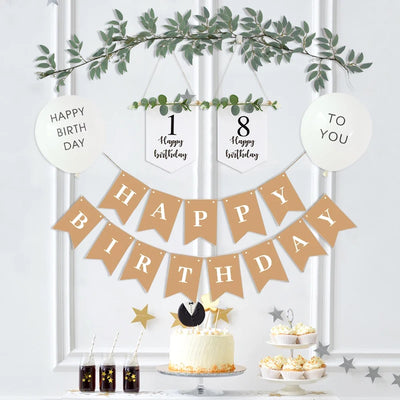 Guirlande kraft décoration anniversaire 1 an sur fond blanc