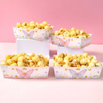 boîtes pop corn décoratives papillons rose violet doré fête anniversaire mariage baptême fille