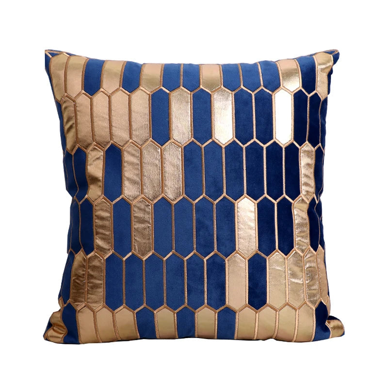 housse coussin velours géométrique doré moderne 30x50cm 45x45cm