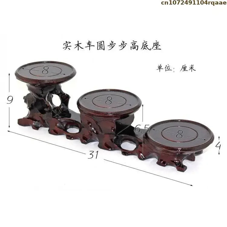support table bois sculpté artisanal marron foncé miniatures collections décoration