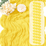 table runner jaune texturé boho semi transparent motifs rustiques fleurs artificielles blancs printemps mariageDecorationintérieur