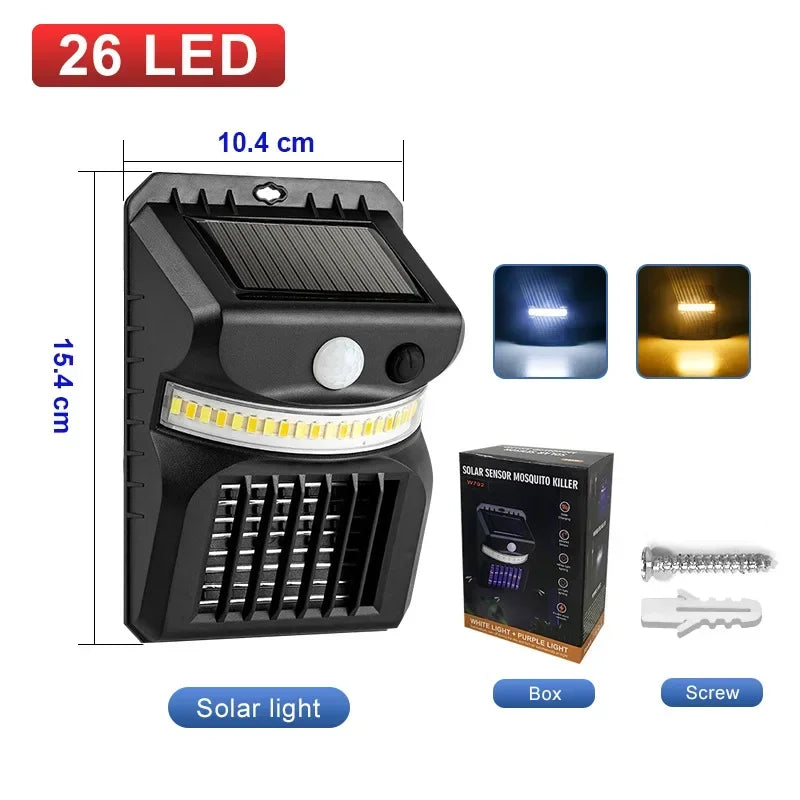 lampe anti moustiques solaire led noire capteur mouvement mode nuit vacances moderne pratique