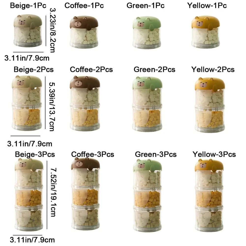boîtes rangement aliments animaux compagnie moderne visage mignon couleur beige vert jaune étanches humidité