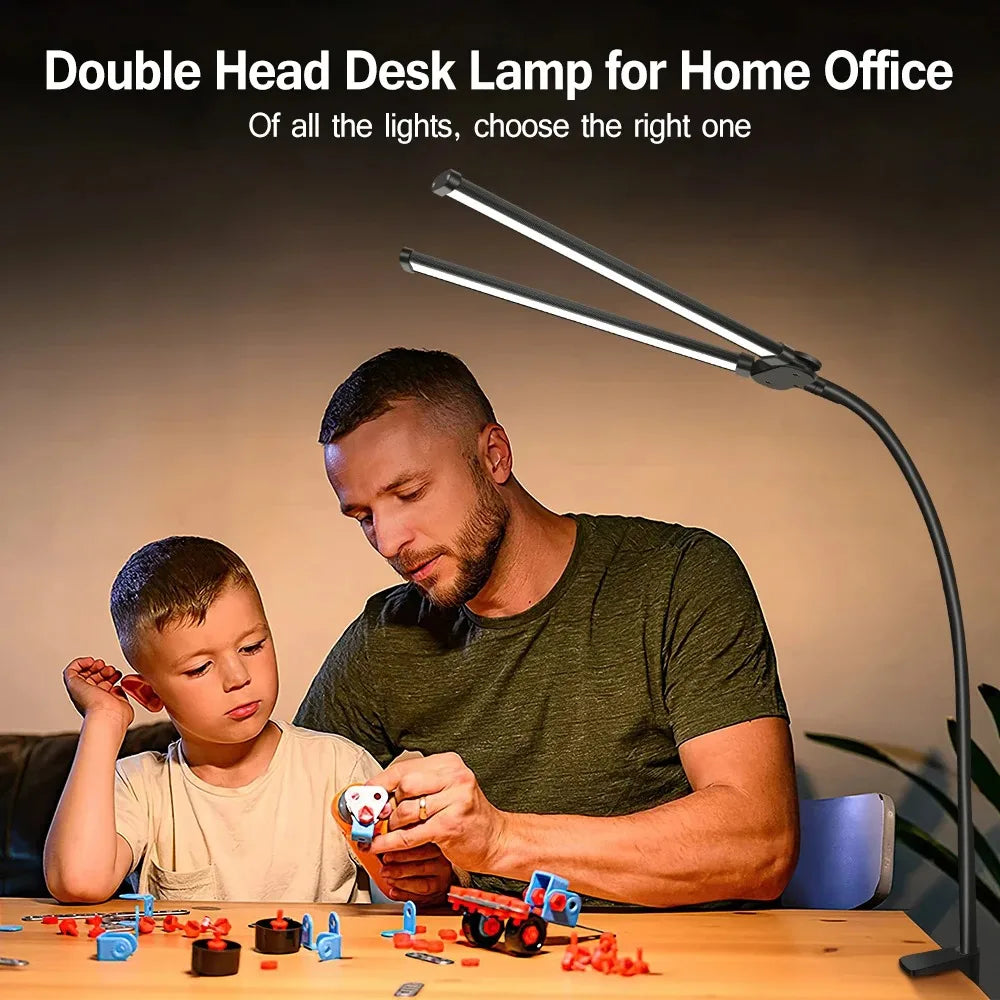 lampe led double tete ajustable noir moderne télécommande gooseneck flexible