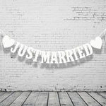 guirlande juste married blanc argenté lettres relief coeurs occasion mariage anniversaire festive suspension okolets