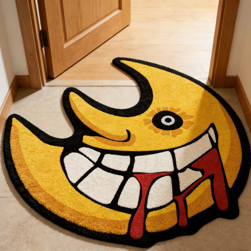 tapis dessin animé jaune noir souriant antidérapant polyester intérieur enfant salon chambre