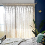 rideau macramé boho chic beige motifs géométriques opacité tissu coton machine eyelets chambre salon