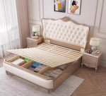 lit matelas double moderne bois beige motifs floraux single bed chambre coucher minimaliste