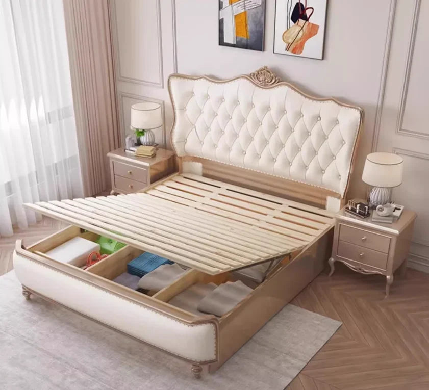 lit matelas double moderne bois beige motifs floraux single bed chambre coucher minimaliste