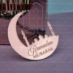 décoration fête médaille or lune minarets ramadan eid mubarak festif élégant acrylique