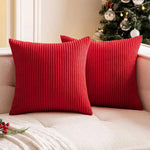 housse coussin velours côtelé orange rayé décorative canapé salon moderne zip invisible textile doux