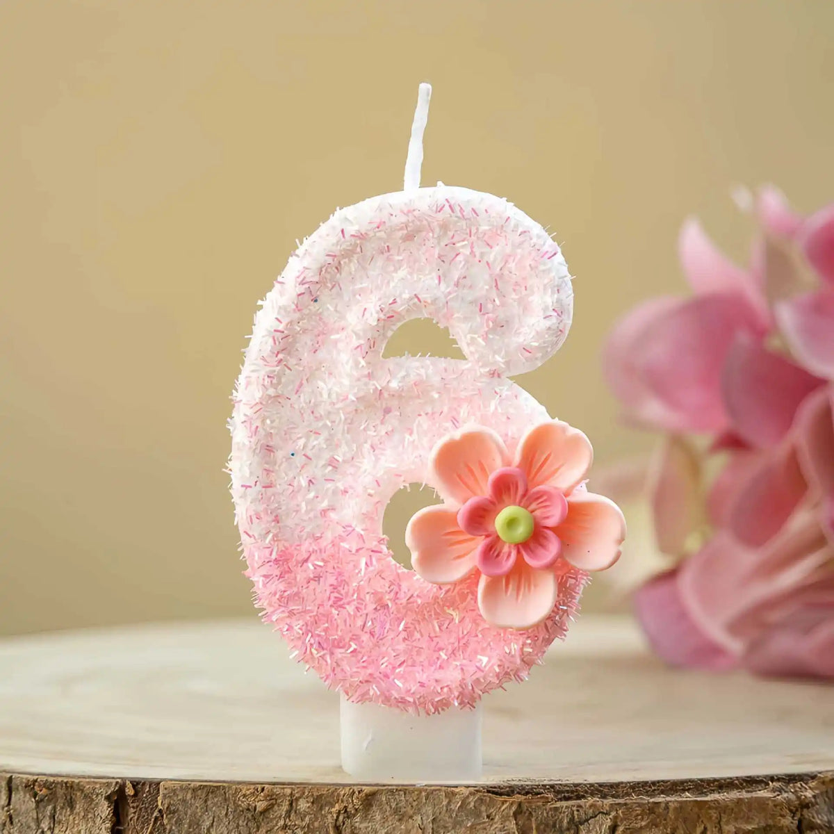 bougies numériques chiffres peluche rose blanches décoratives enfants anniversaire fleur plastique