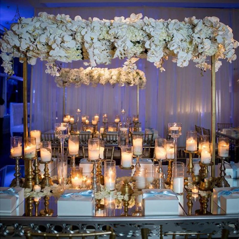 chandeliers or élégants modernes événement mariage décoration anniversaire baptême suspension anneaux fleurs transparentes