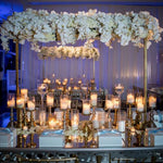 chandeliers or élégants modernes événement mariage décoration anniversaire baptême suspension anneaux fleurs transparentes
