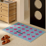 tapis moderne antidérapant géométrique jaune violet sol extérieur légèrement rugueux adhésif