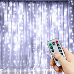 rideau lumineux led blanc chaud rose bleu 300leds télécommande câble usb moderne décoration extérieure
