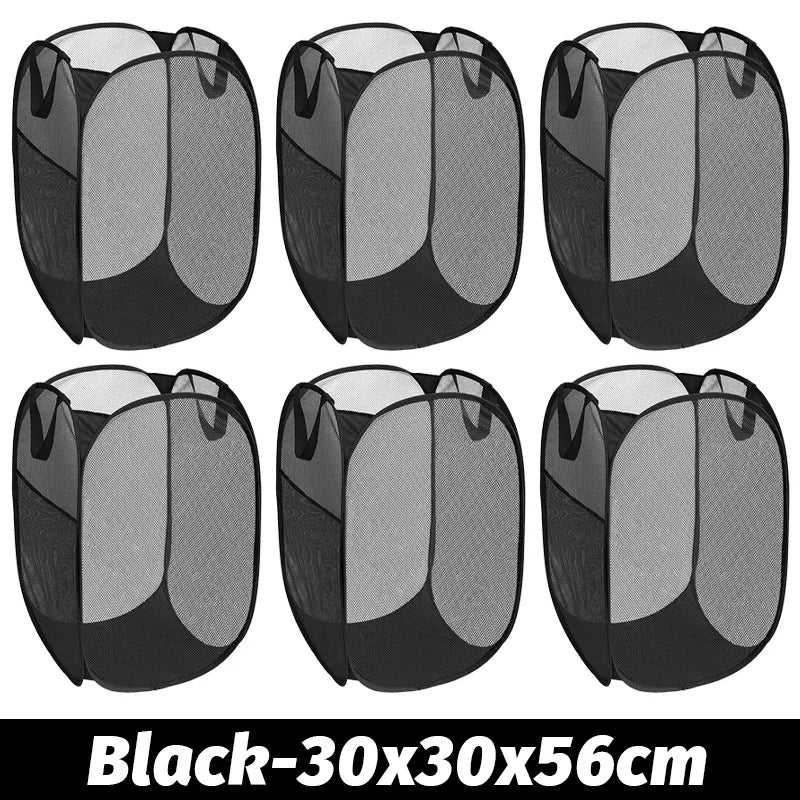 panier linge maille noir poignées fermeture glissière pliable salle bain rangement organizer