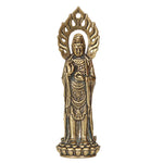 statue religieuse dorée détaillée motif traditionnel classique base fleur lotus