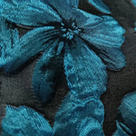 tissu polyester jacinthe fleuri brillant résistant intempéries largeur 155cm couleurs bleu noir