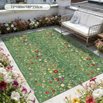 tapis moderne fleurs colorées vert clair extérieur salon antidérapant facile nettoyage