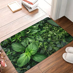 tapis sol moderne feuilles plantes vertes fond noir antidérapant polyester extérieur 40x60cm 50x80cm 40x120cm