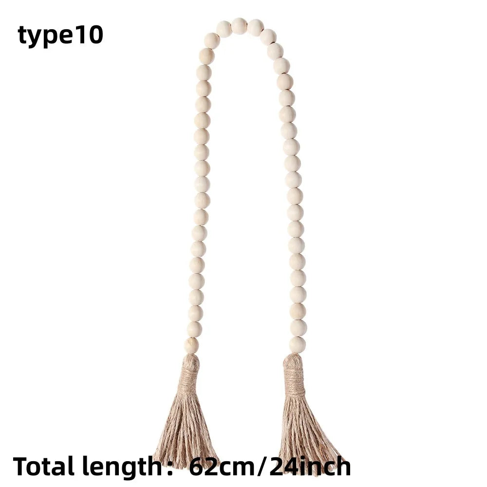 bois boho chic tassel coton beige clair décoration murale moderne ornement rondes lisses