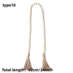 bois boho chic tassel coton beige clair décoration murale moderne ornement rondes lisses