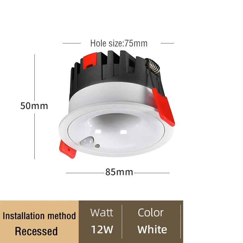 plafonnier led encastrable rond blanc capteur mouvement moderne salon cuisine couloir intérieur